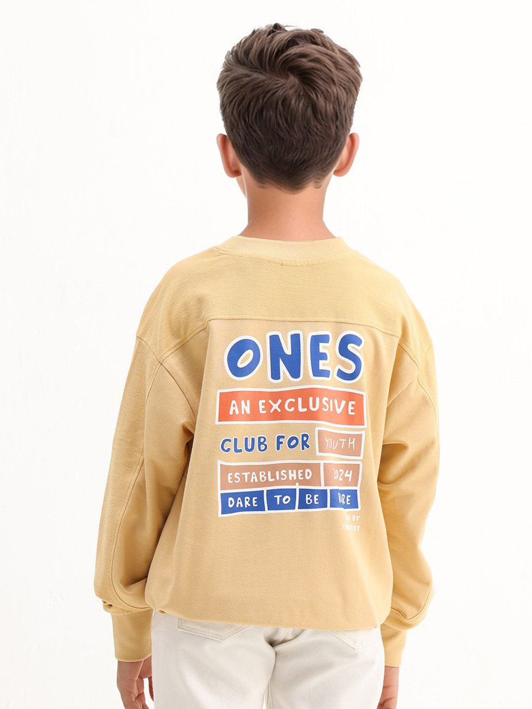 RARE ONES Ezra Boys Typography Printed Round Neck Pullover Sweatshirt