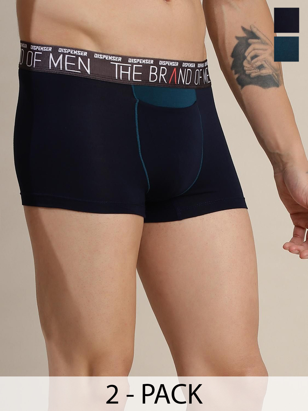 DISPENSER Pack Of 2 Mid Rise Breathability Trunks PACK OF 2-RE-S4-TRUNK-AIRFORCE-NAVY-M