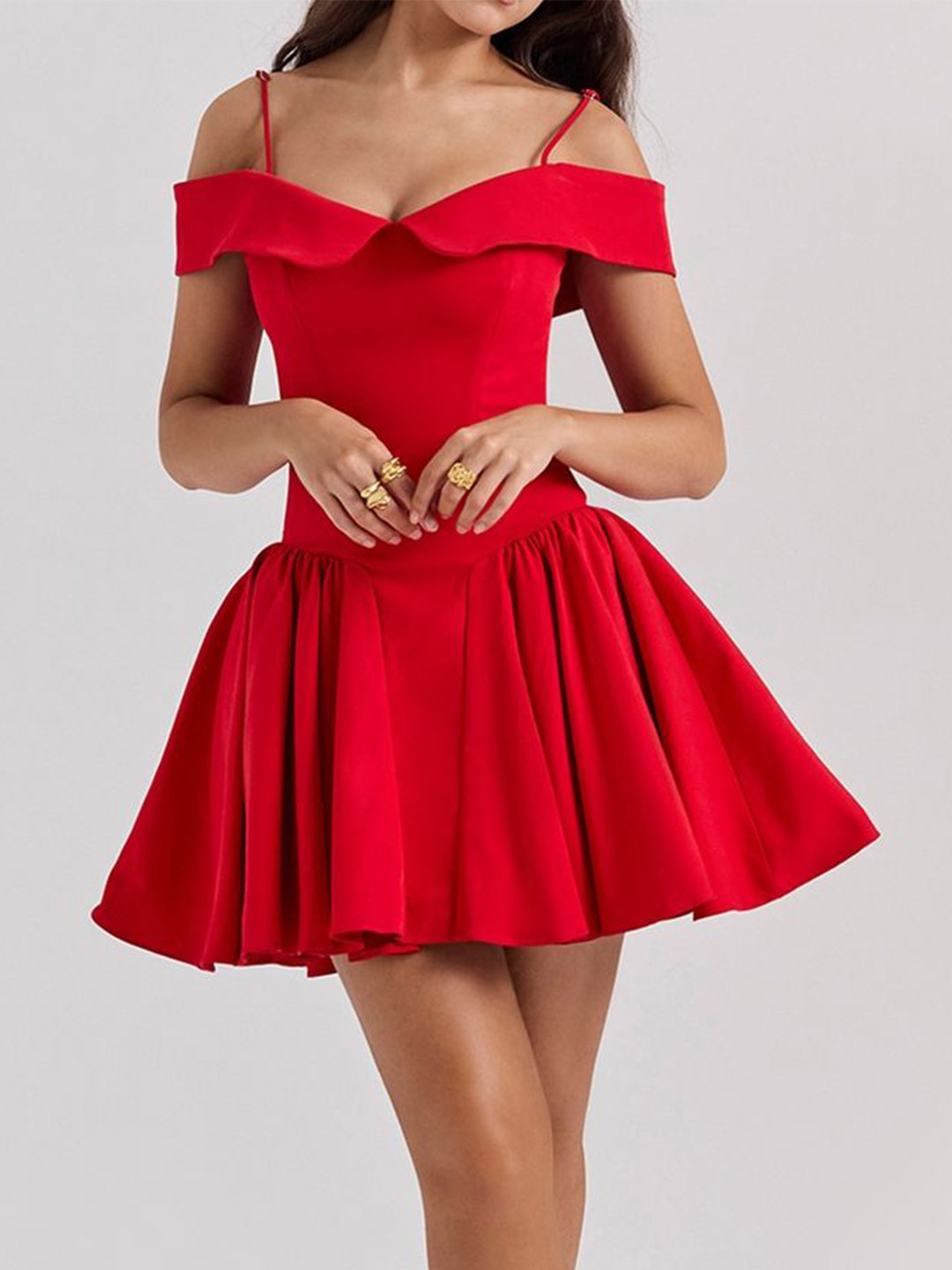 LULU & SKY Cold-Shoulder Corset Mini Dress