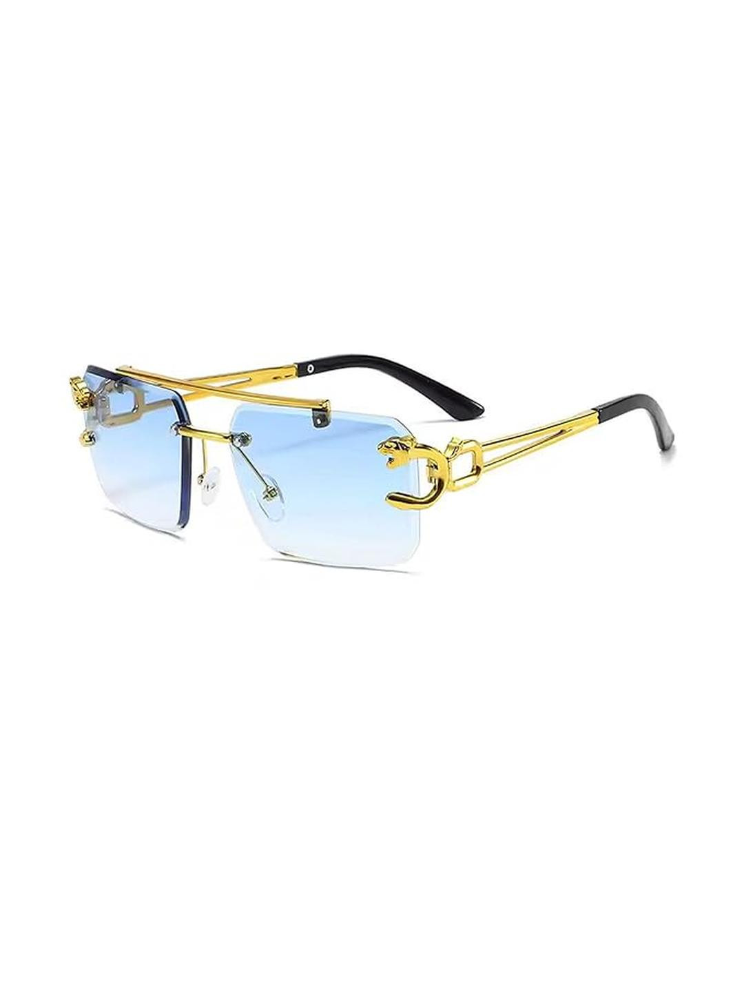 Arzonai Unisex Blue Gradient Lens & Gold-Toned Rimless Sunglasses