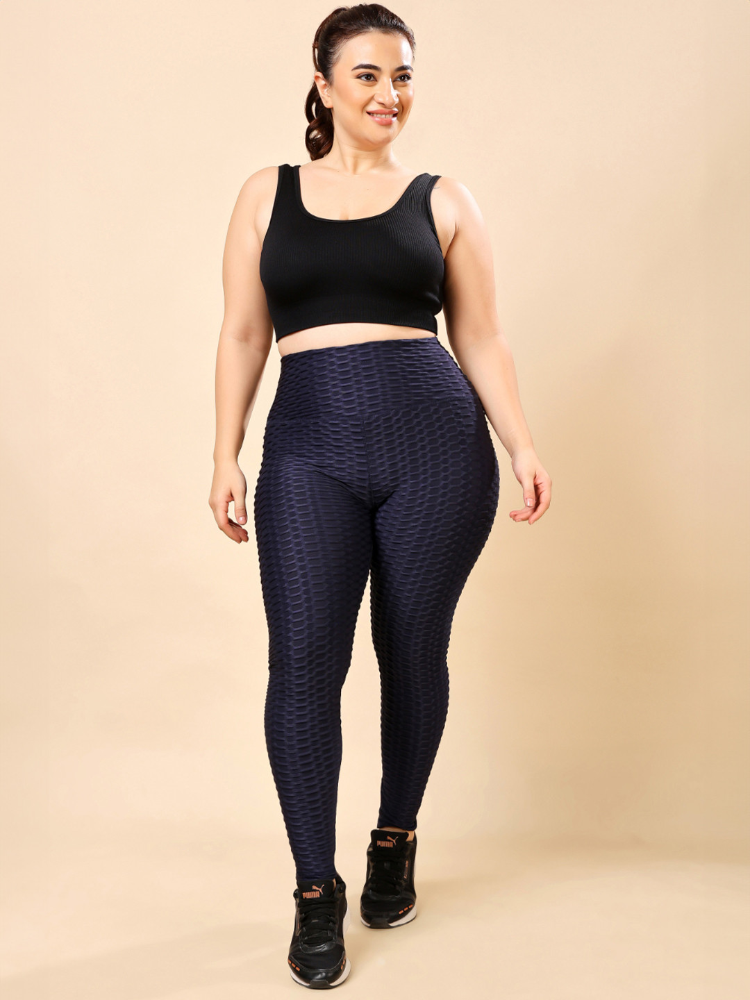 THEFITTHEORY Women Self Design Breathable Ankle-Length Gym Training Tights