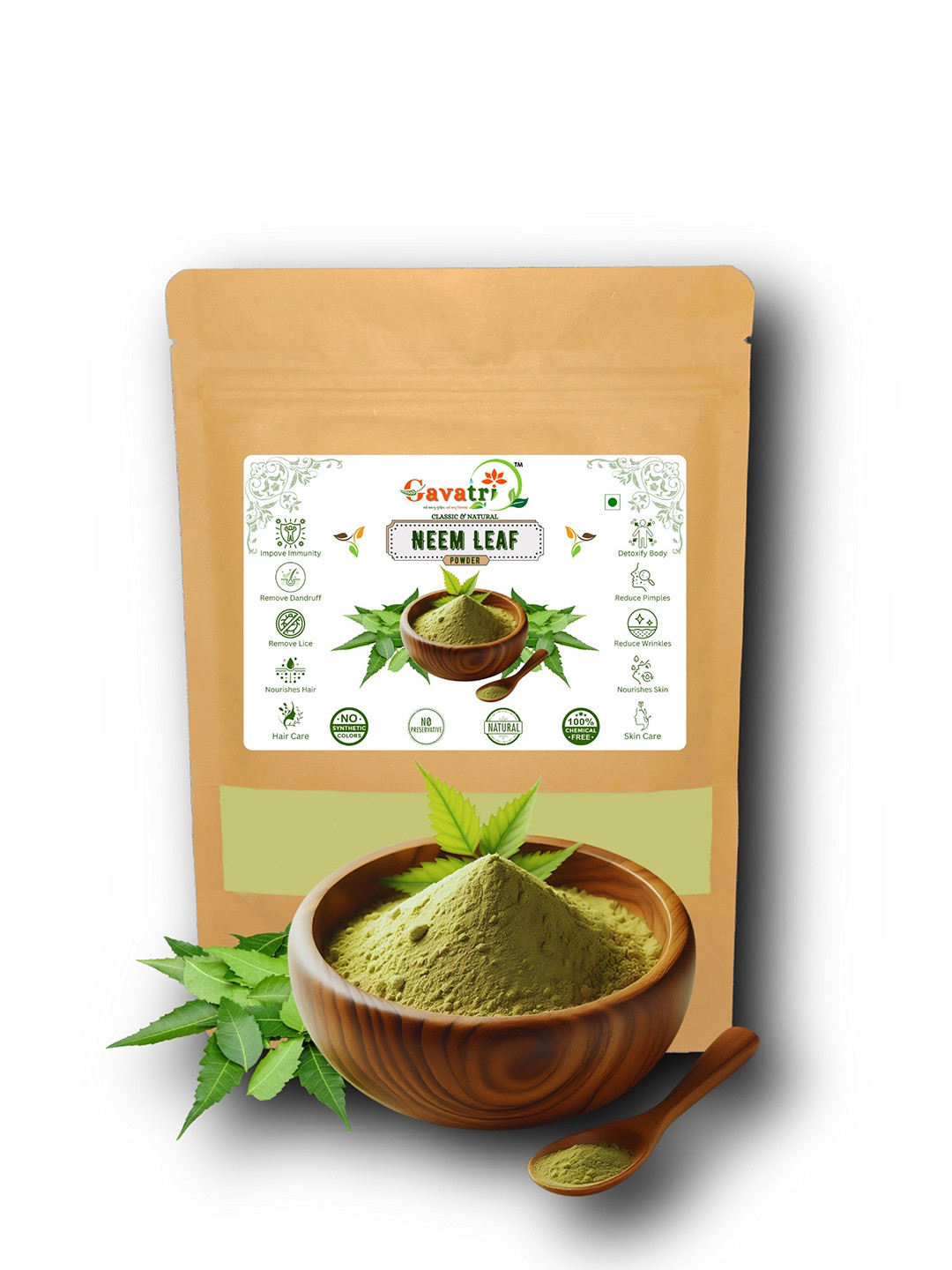 Gavatri Natural Neem Leaf Powder For Skin, Hair & Consumption - 750 g