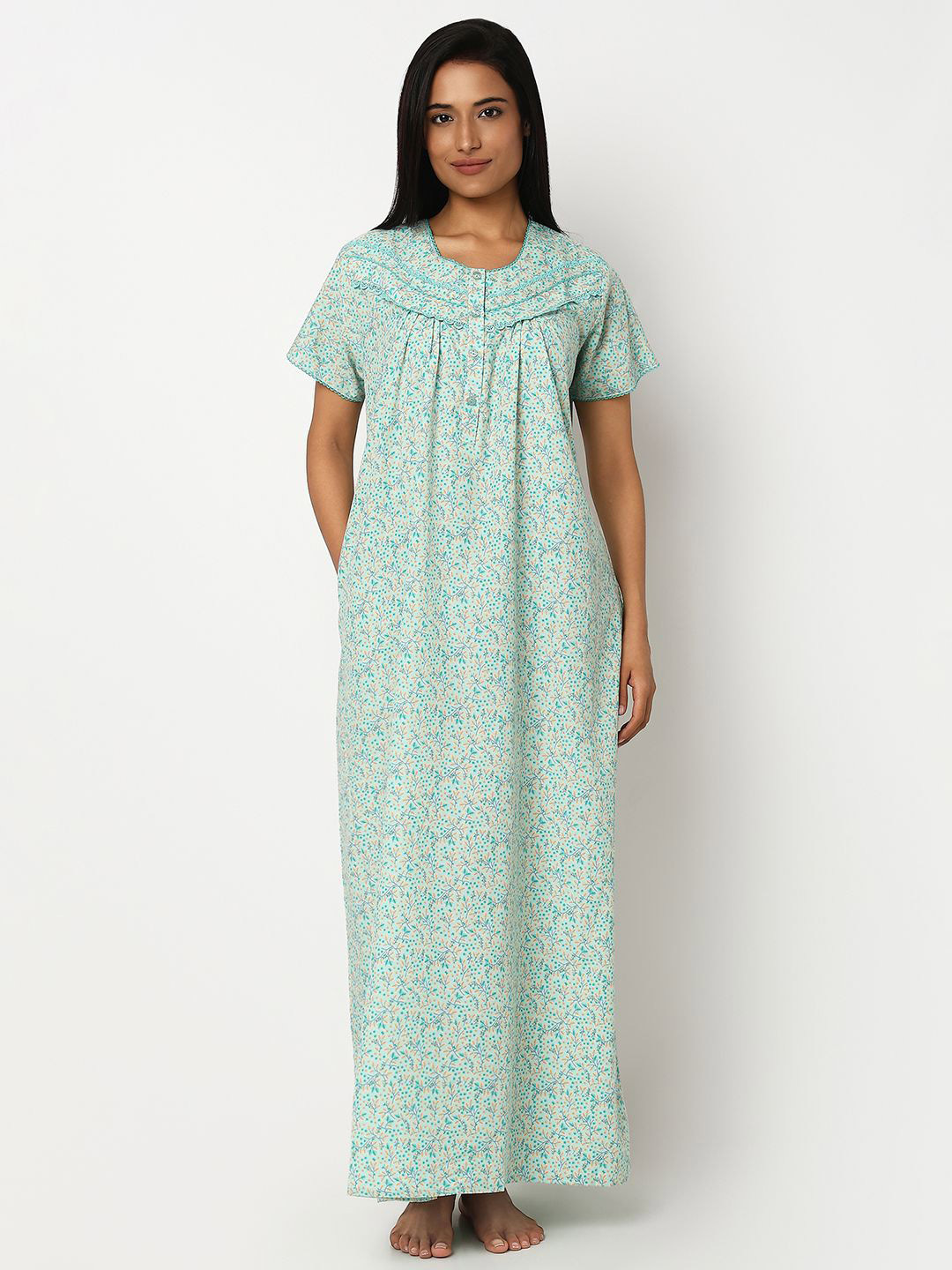 Juliet Printed Round Neck Maxi Nightdress