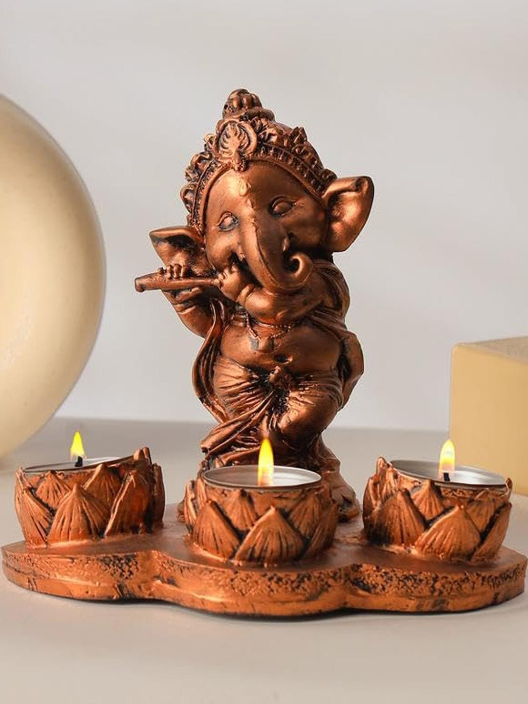 Samsiddhi Lord Ganesha Statue with 3 Candle Holder