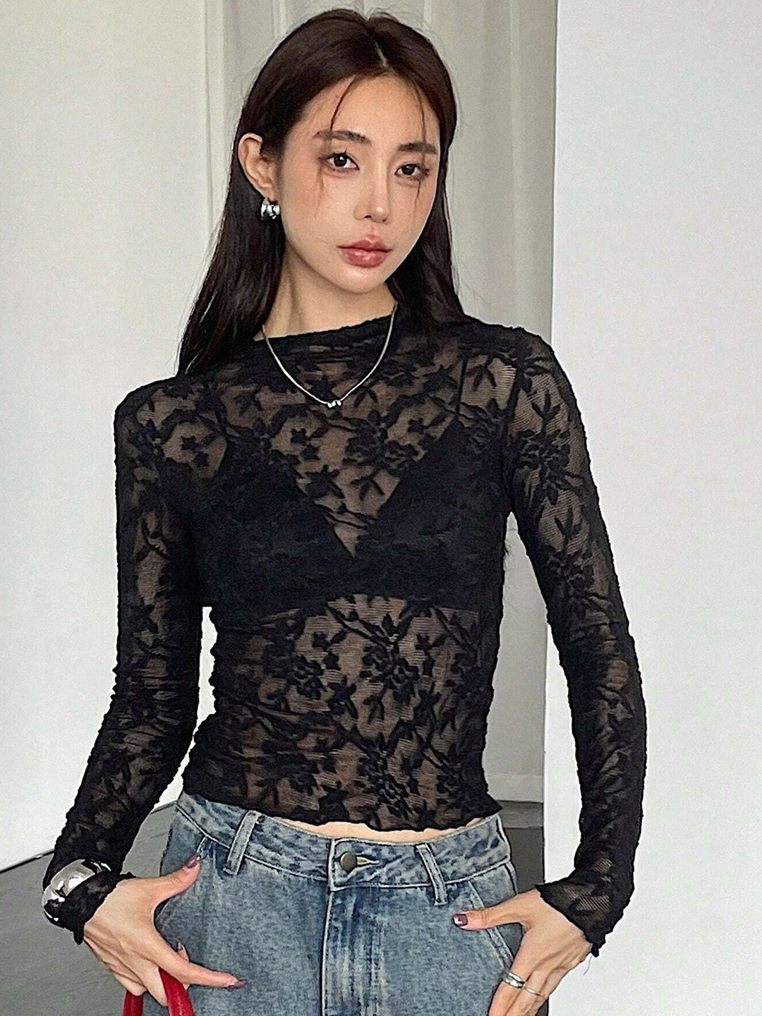 Outzidr Women Embroidered Fitted Top