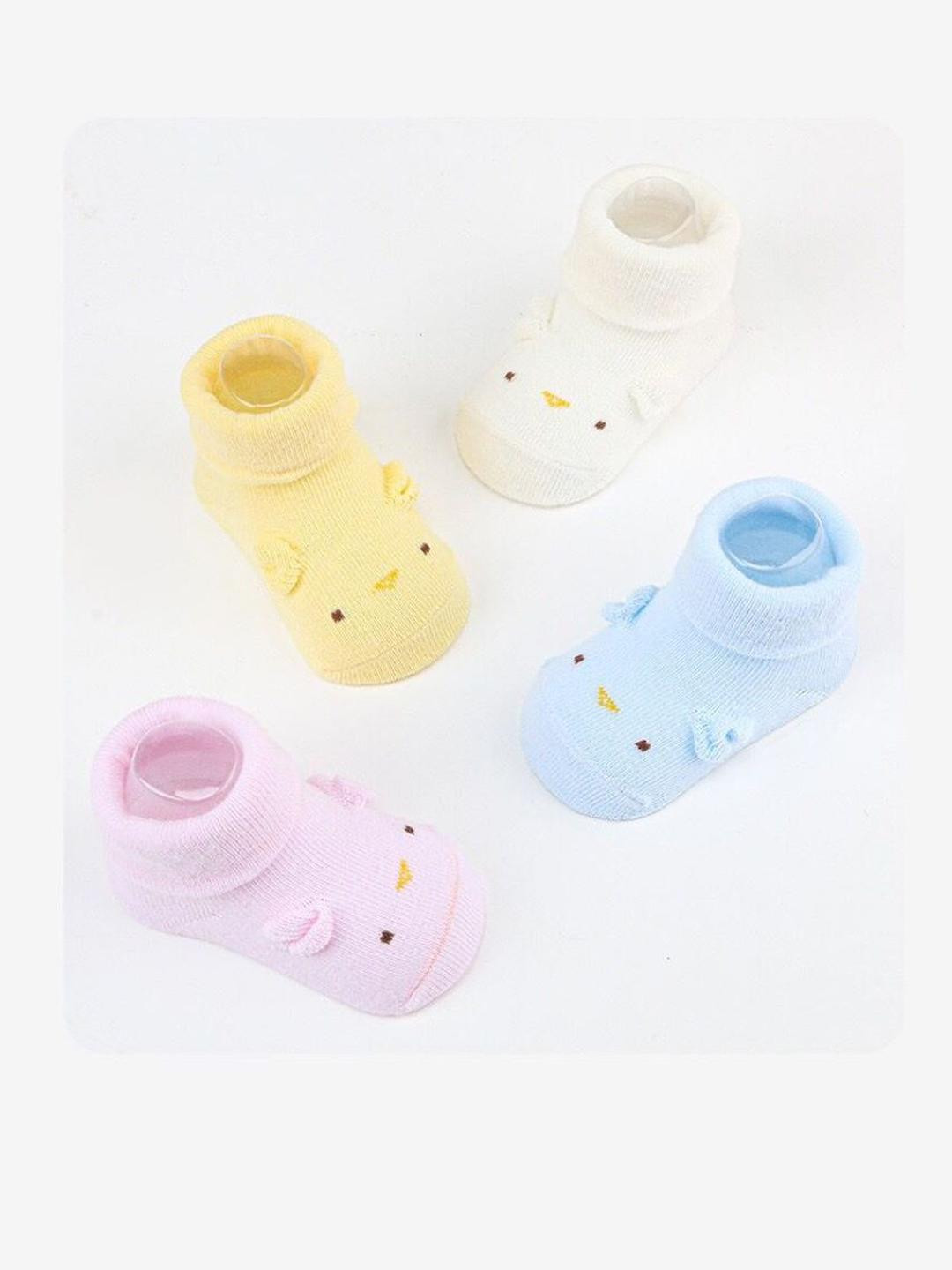 KIDOfash Set of 4 Kids Cotton Animal Face Printed Socks