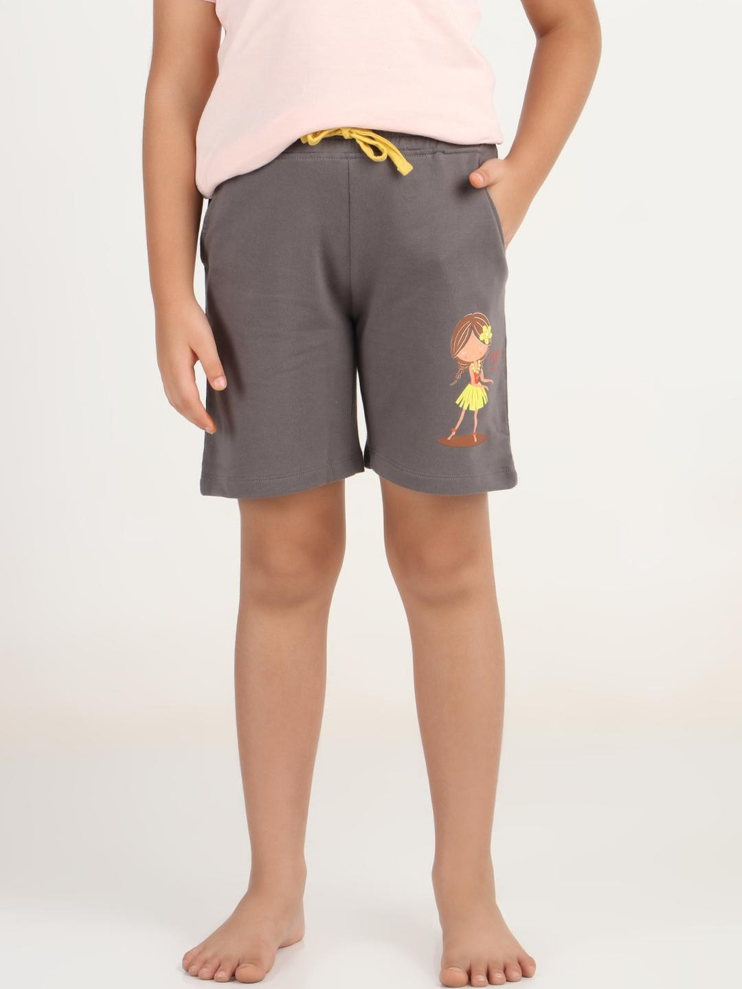 REBORN Girls Printed Grey Shorts