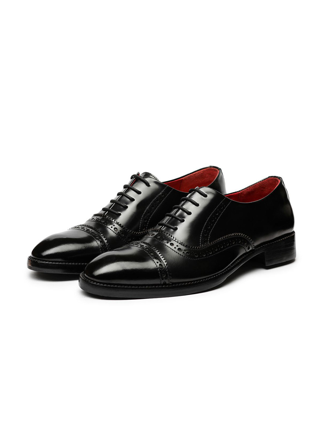 Lethato Men Classic Self Design Leather Formal Captoe Oxford