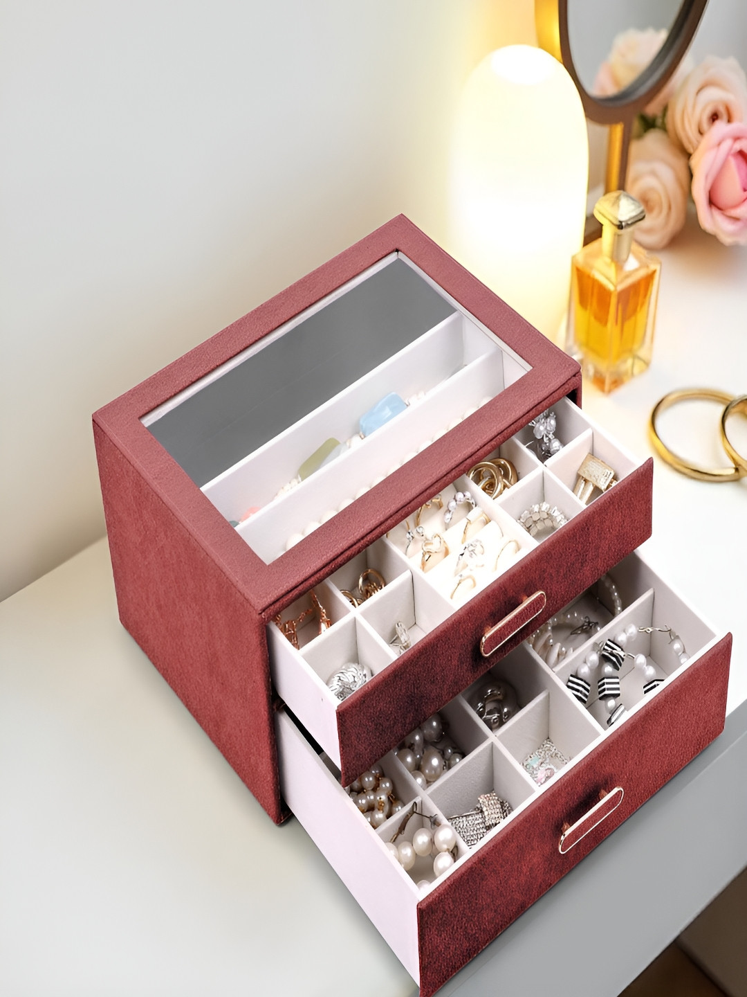 KriShyam Red Wardrobe Jewellery Organiser