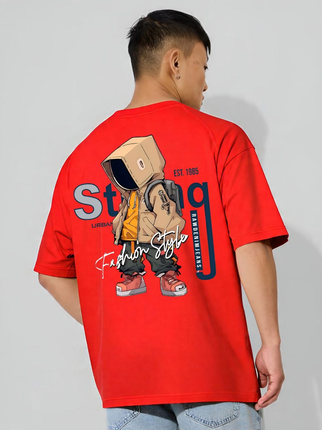 ANGERHOOD Graphic Hip Hop Printed Drop-Shoulder Sleeves Oversized Cotton T-shirt