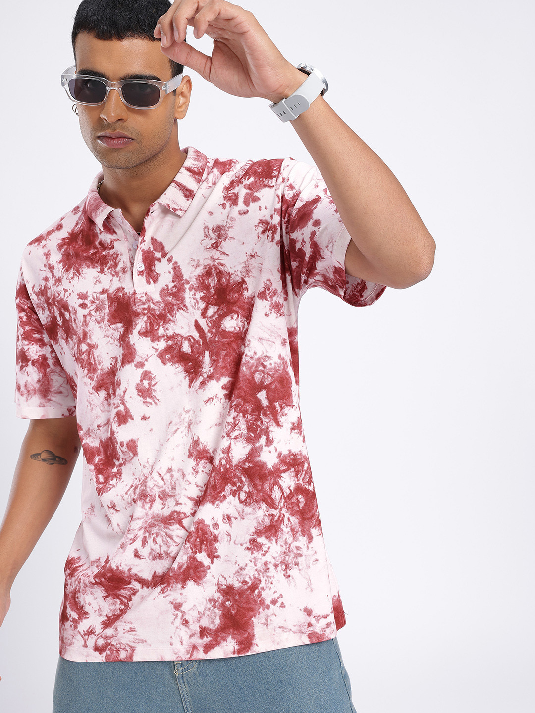 SZN Oversized Tie and Dye Polo Collar T-shirt