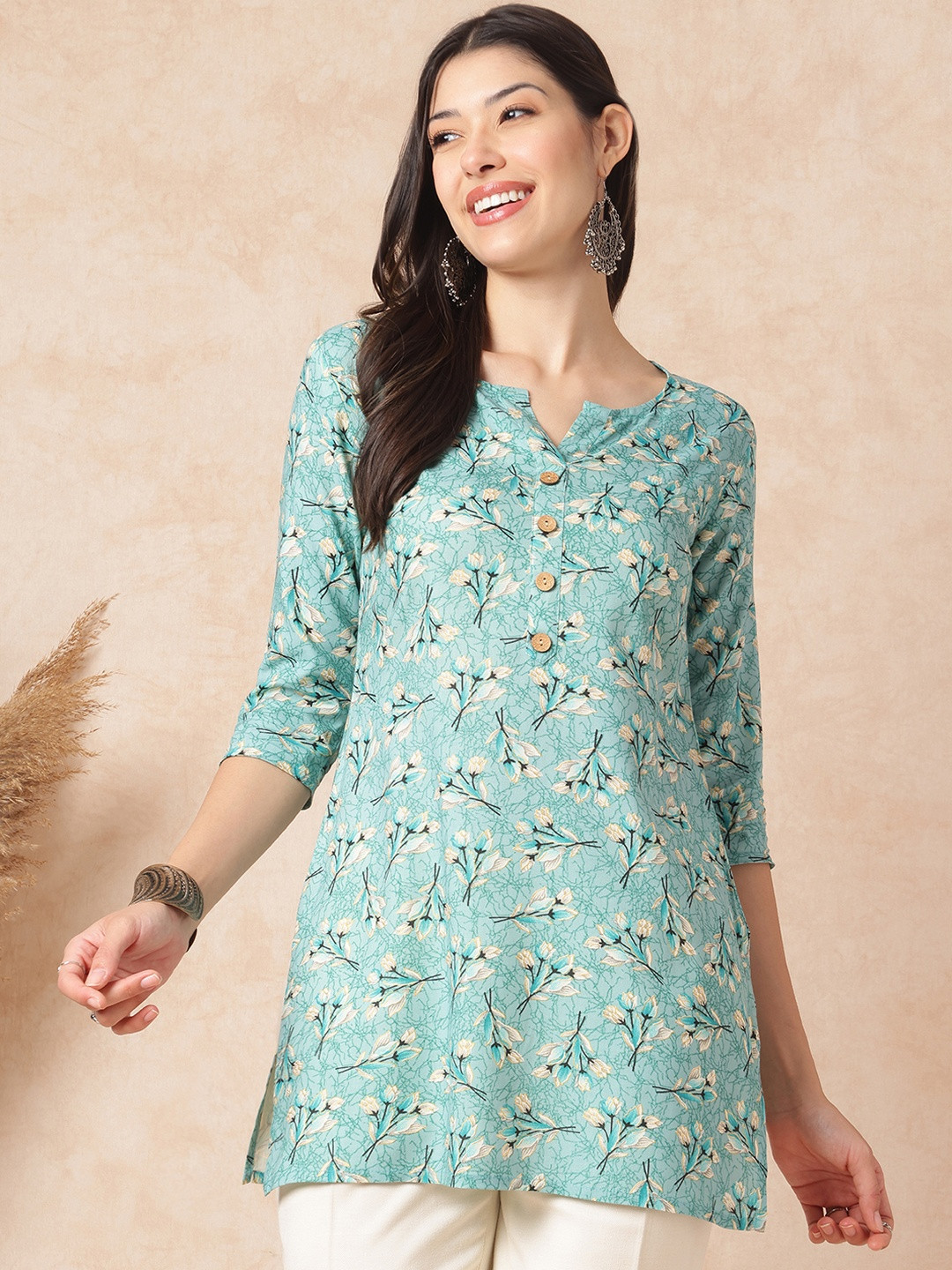 HERE&NOW Women Rayon Gold Printed Top