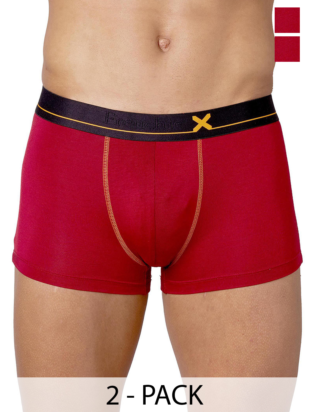 FRENCHIE Pack Of 2 Mid-Rise ShortTrunks FR-MI-TR-DRIP-1X5-BKRED-S-PO2