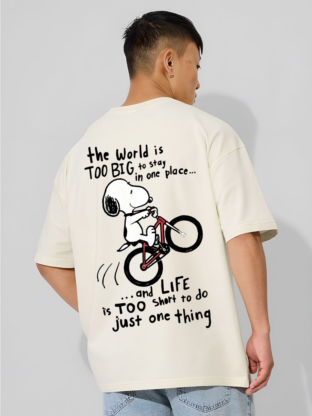 ANGERHOOD Graphic Printed Drop-Shoulder Sleeves Pure Cotton Oversized T-shirt