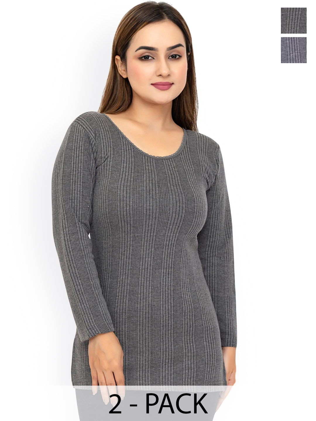 FIRST SLEEP Women Pack Of 2 Round Neck Thermal Tops & Inner Vest