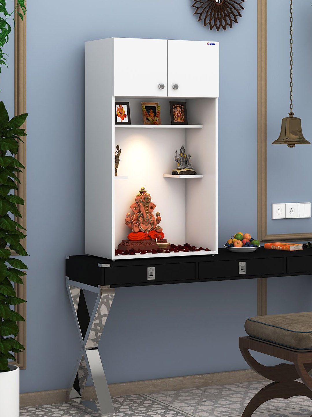 ANIKAA White Divyam Mandir Wall Mount  Home Temple