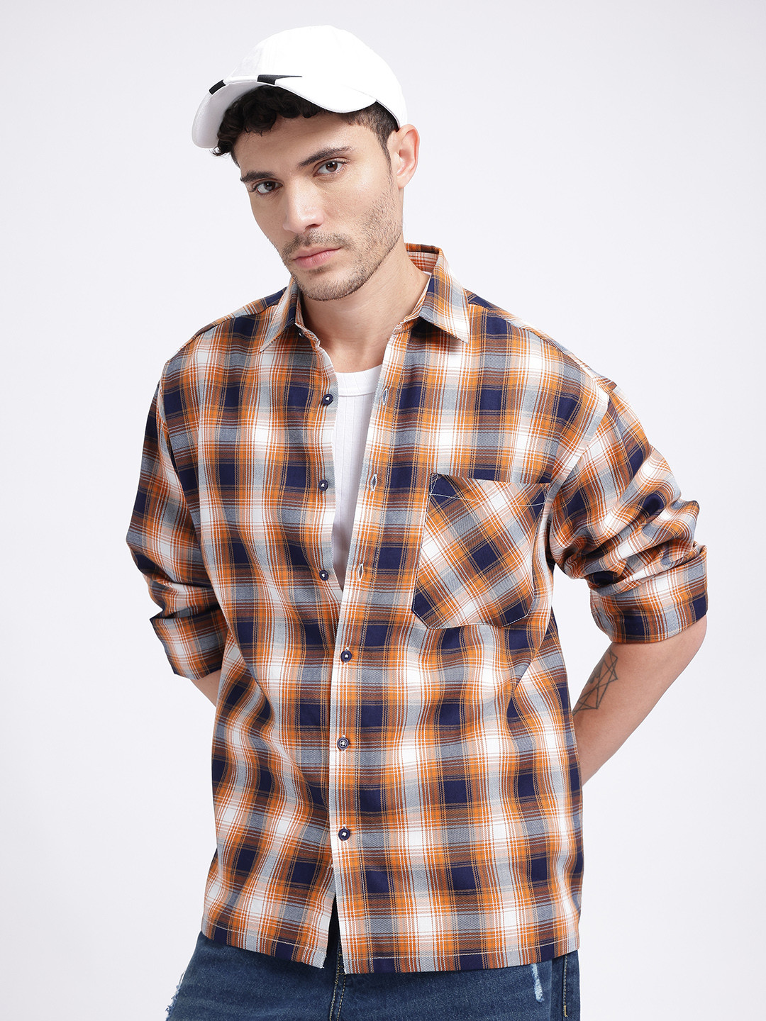 glitchez Checked Oversized Shirt