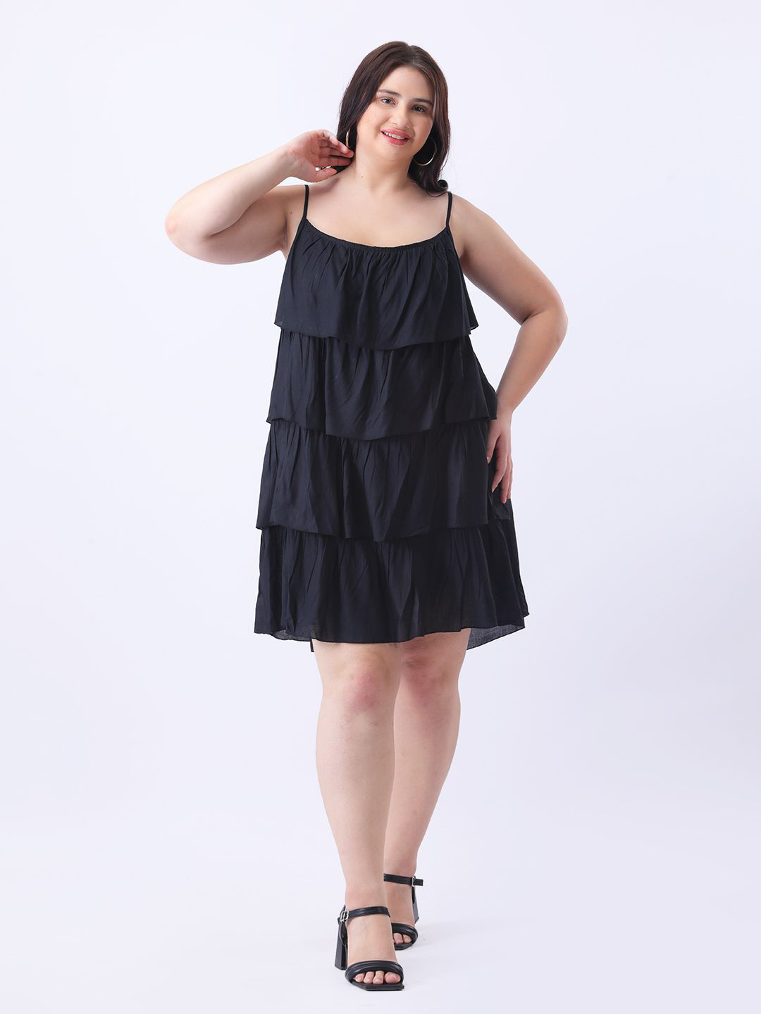 Qurvii A-line Rayon Ruffle dress