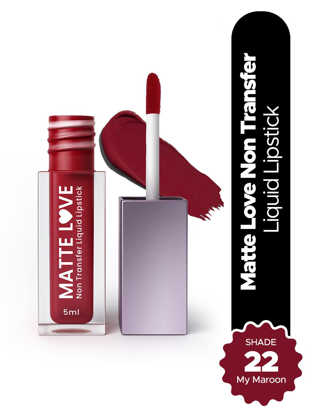 Hilary Rhoda Matte Love Non-Transfer Water-Proof Liquid Lipstick - 5ml - My Maroon 22
