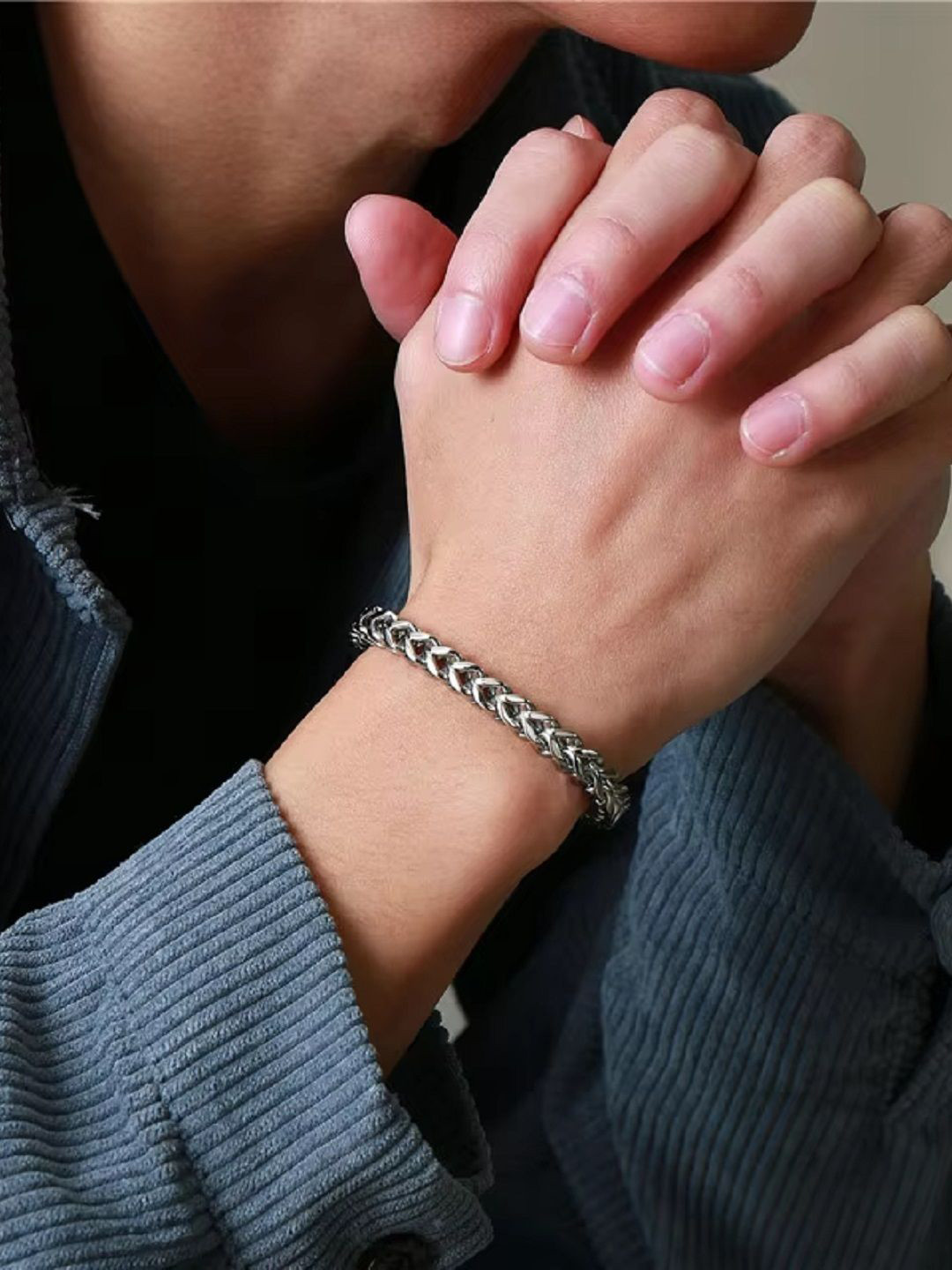 Balaji Supply Unisex Stainless Steel Silver-Plated Wraparound Bracelet