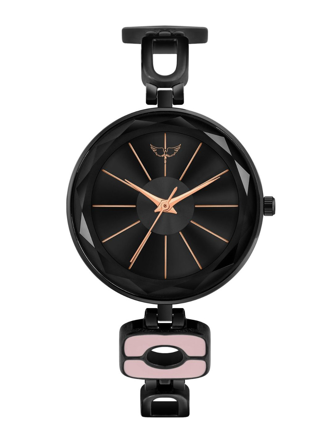 WHITE BIRD Women Brass Dial & Bracelet Style Straps Analogue Watch JK-124 Black D Black