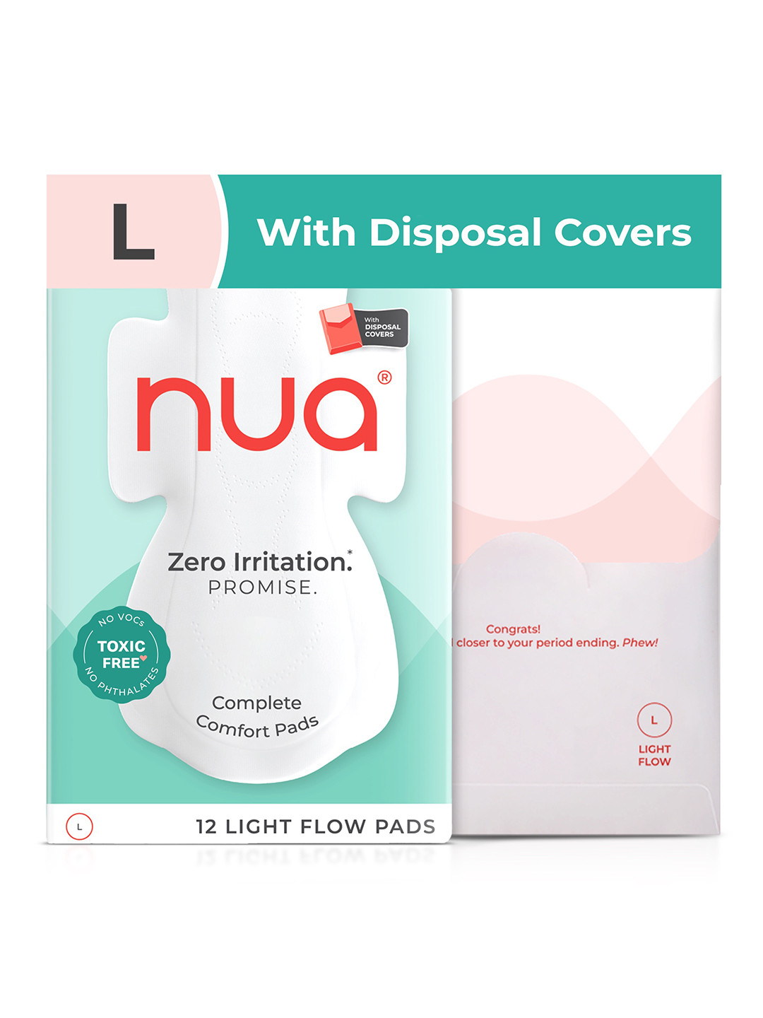 Nua Complete Comfort 12 Light Flow Pads with Disposal Covers