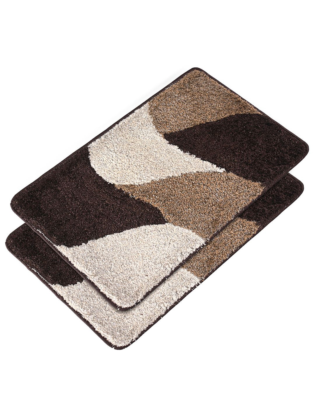 Kuber Industries Pack Of 2 Zig Zag Design Velvet Anti-Skid Doormats