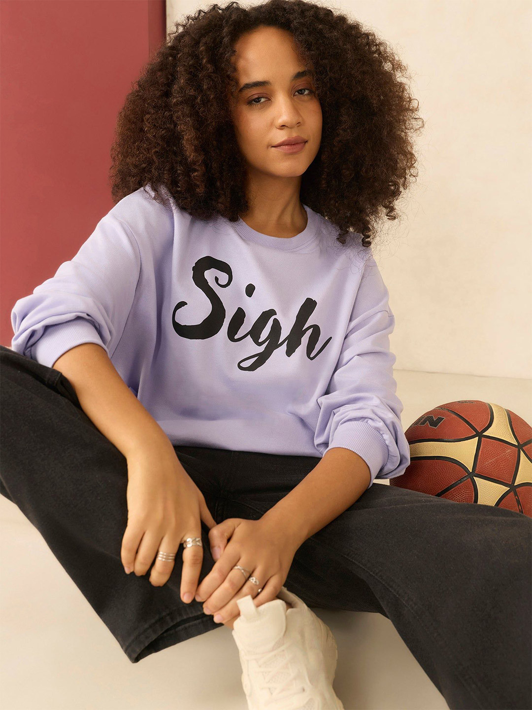 Outzidr Printed Cotton Round Neck Sweatshirt