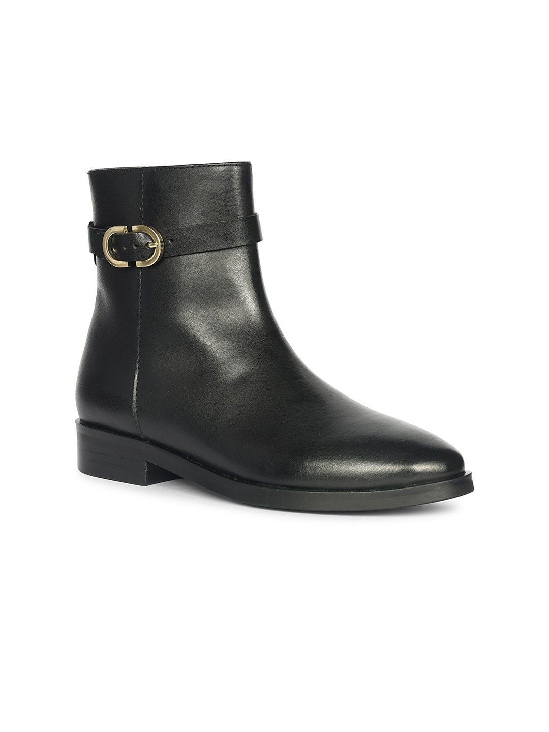 Saint G Women Block-Heeled Leather Chelsea Boots With Buckle Detail