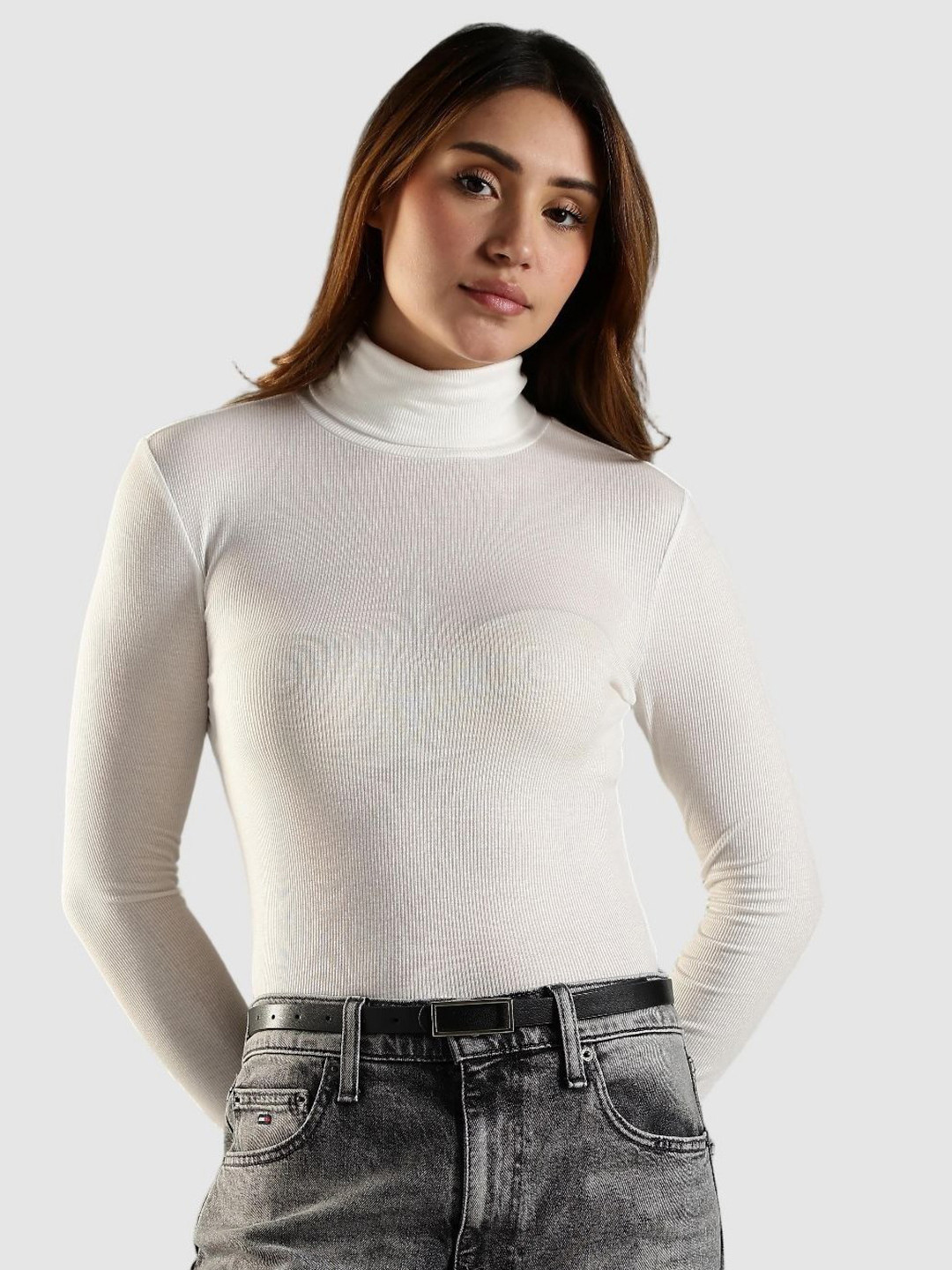 Tommy Hilfiger Self Design Turtle Neck Slim Fit T-shirt