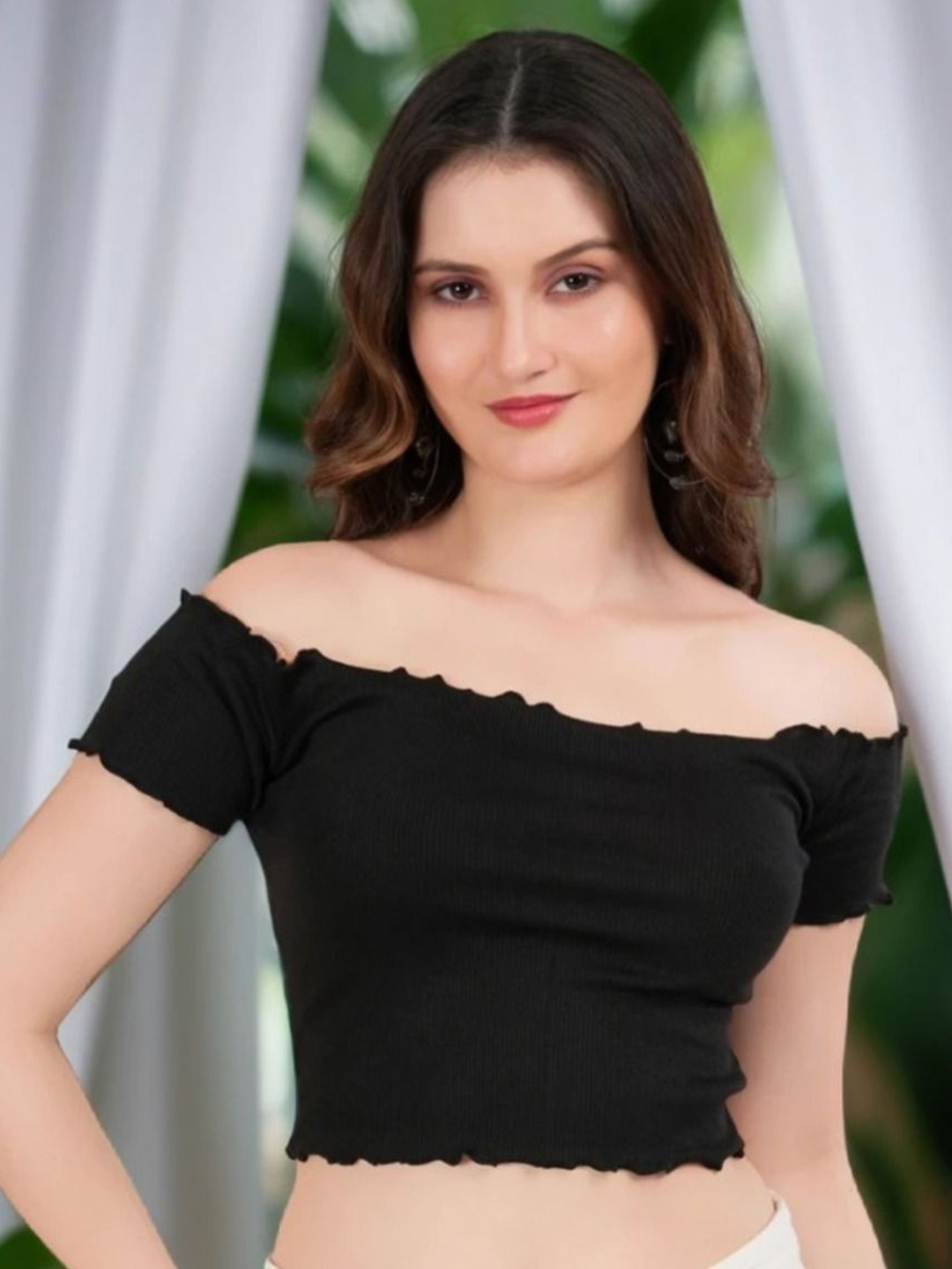 TEEMOODS Off-Shoulder Cotton Crop Tank Top
