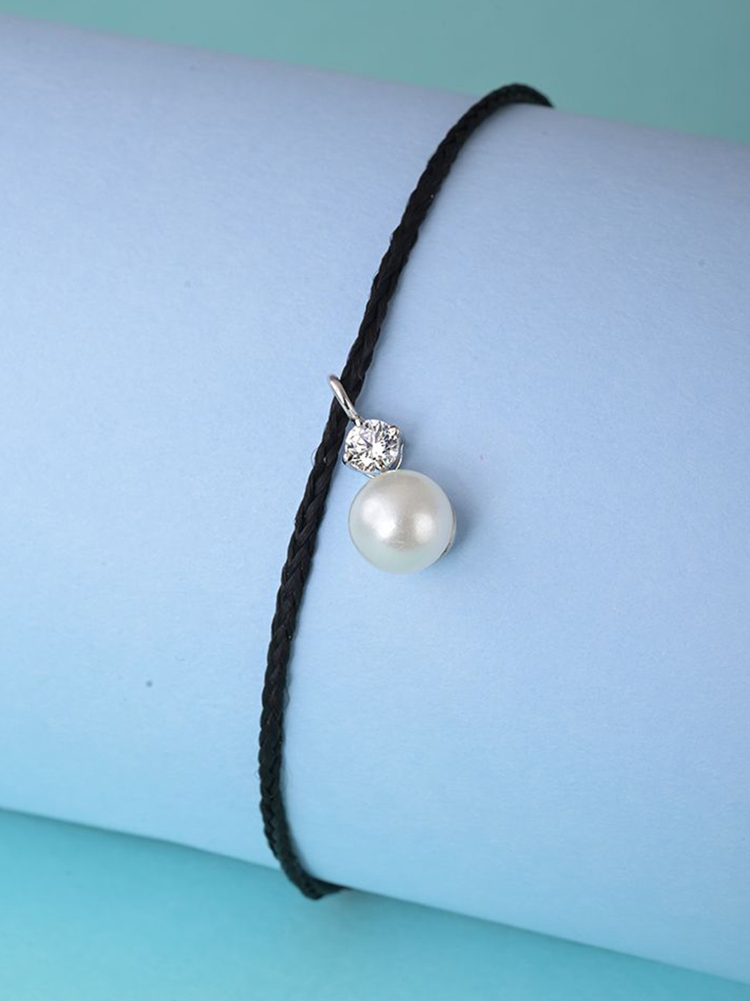 Whitehathi 925 Sterling Silver Zircon-Studded & Pearls Beaded Skin Friendly Anklet