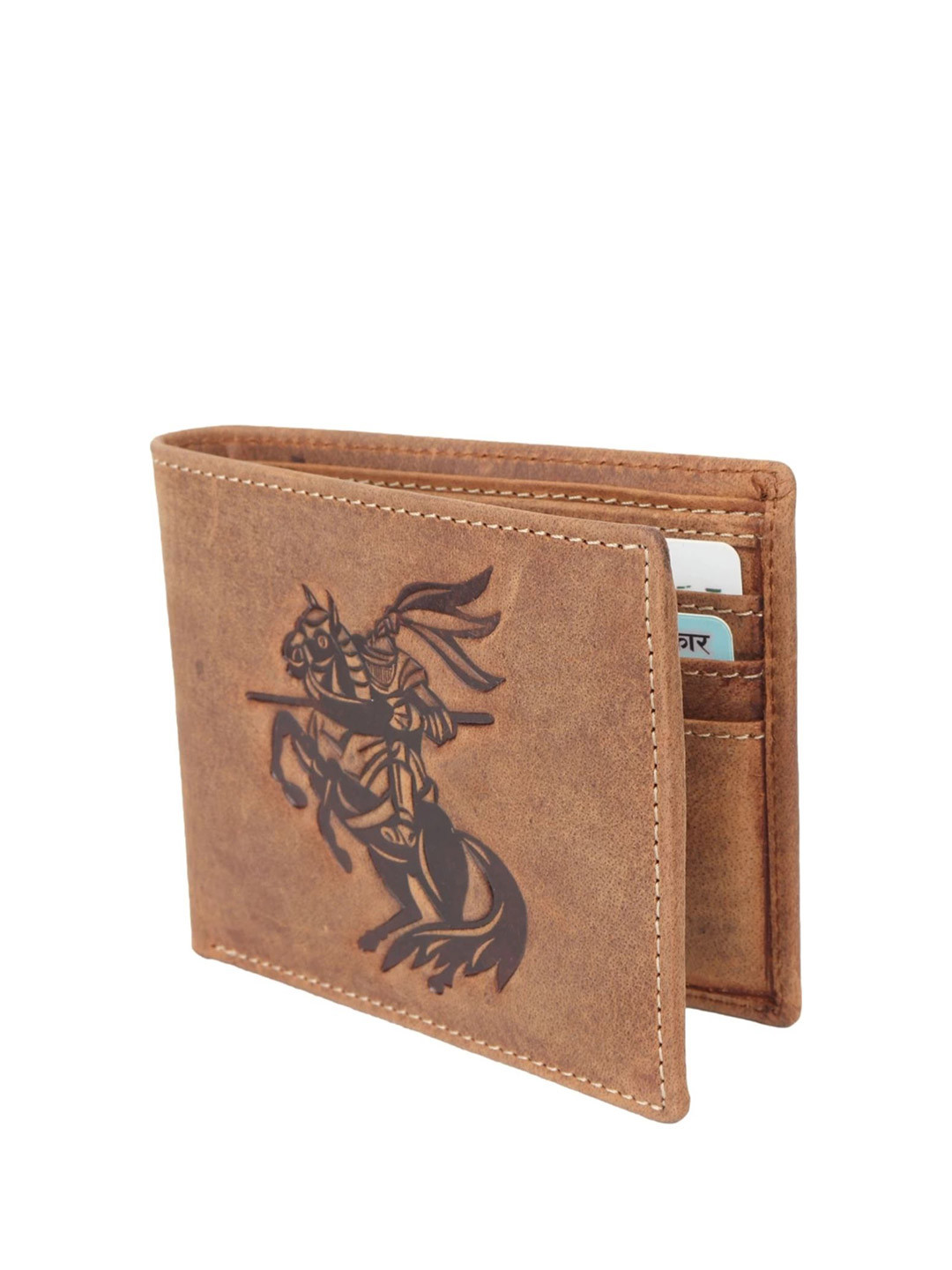M Megrek Men Horse Printed Leather Two Fold Wallet