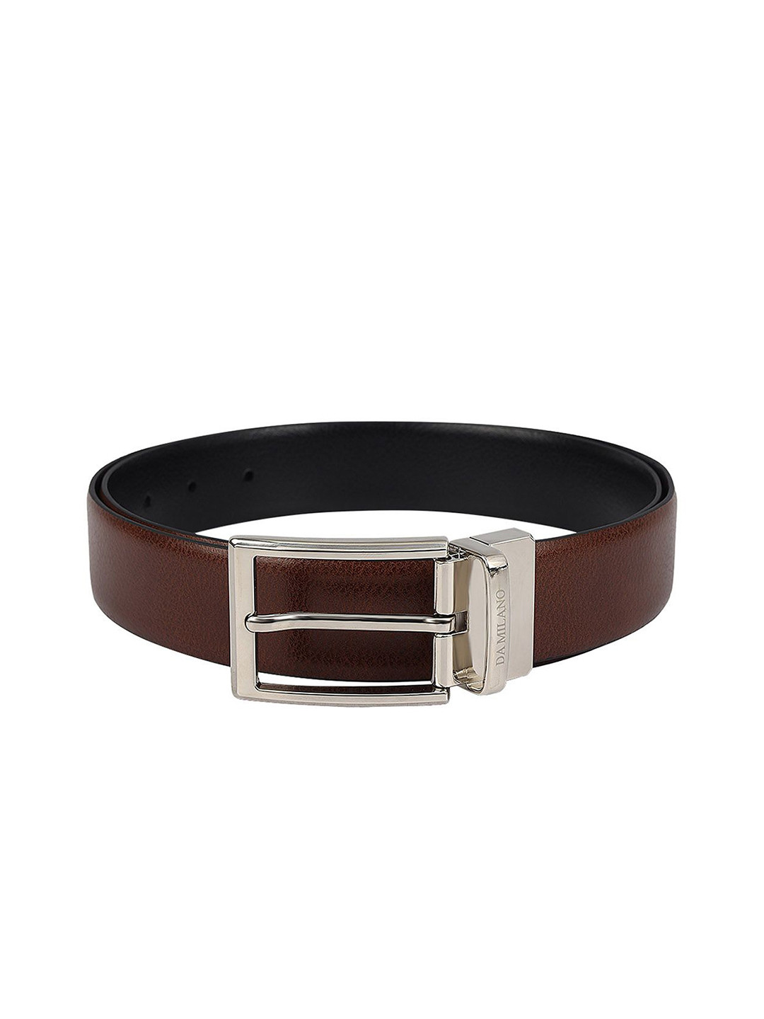 Da Milano Men Set of 2  Leather Textured Formal Pull and Twist Belt