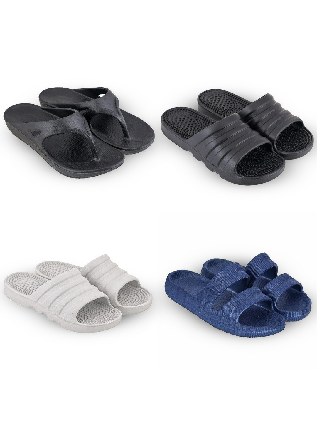Feel alive Men Self Design Set of 4 Pair Lightweight Sliders
