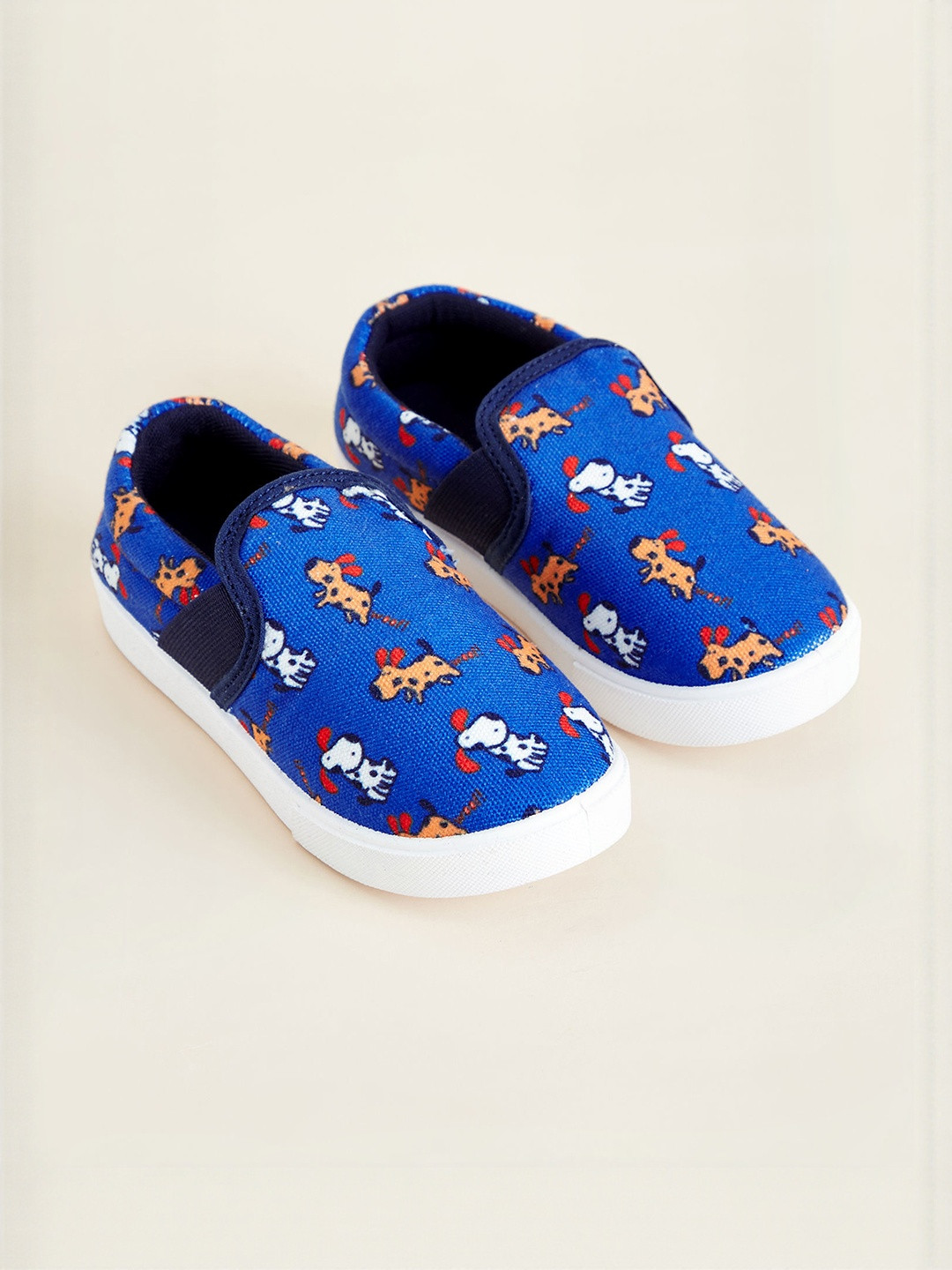 Hopscotch Kids-Unisex Blue Fabric Slip-Ons