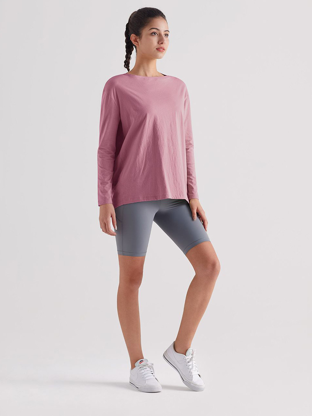 JC Collection Round Neck Long Sleeves Boxy Fit T-shirt