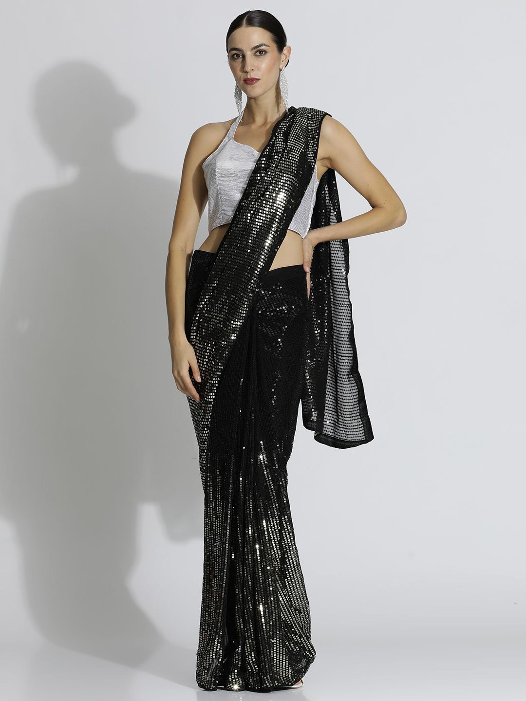 Desi Fusion Women Embellished No Border Party Saree