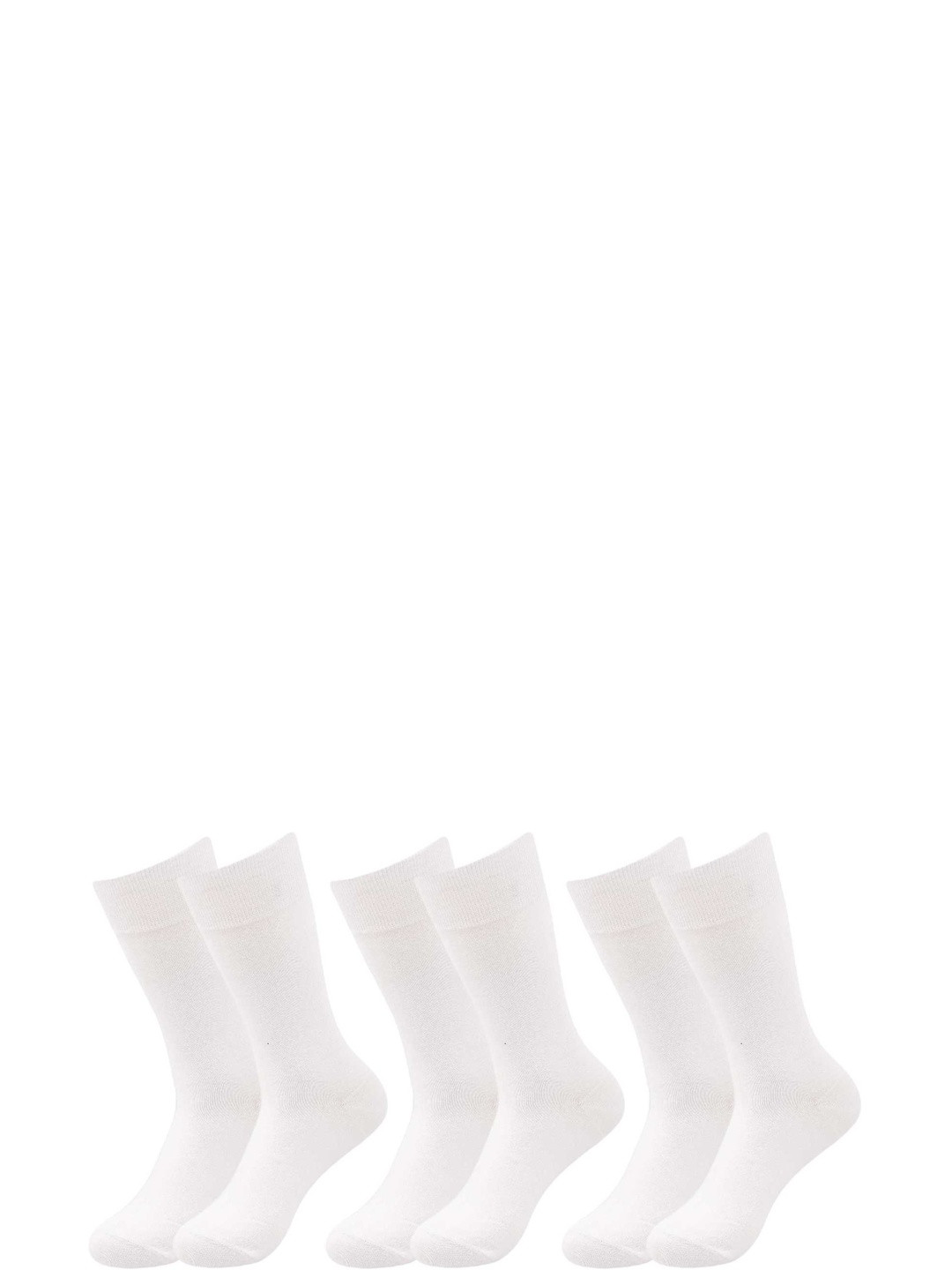 Akeeta Unisex Kids White Pack Of 3 Plain Full Length Cotton Socks