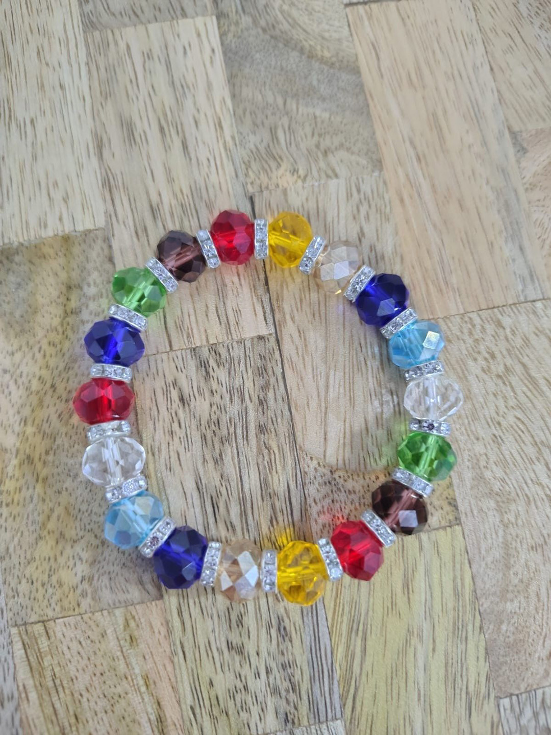 PUFFSMART Amber Crystal Beaded Elasticated Bracelet