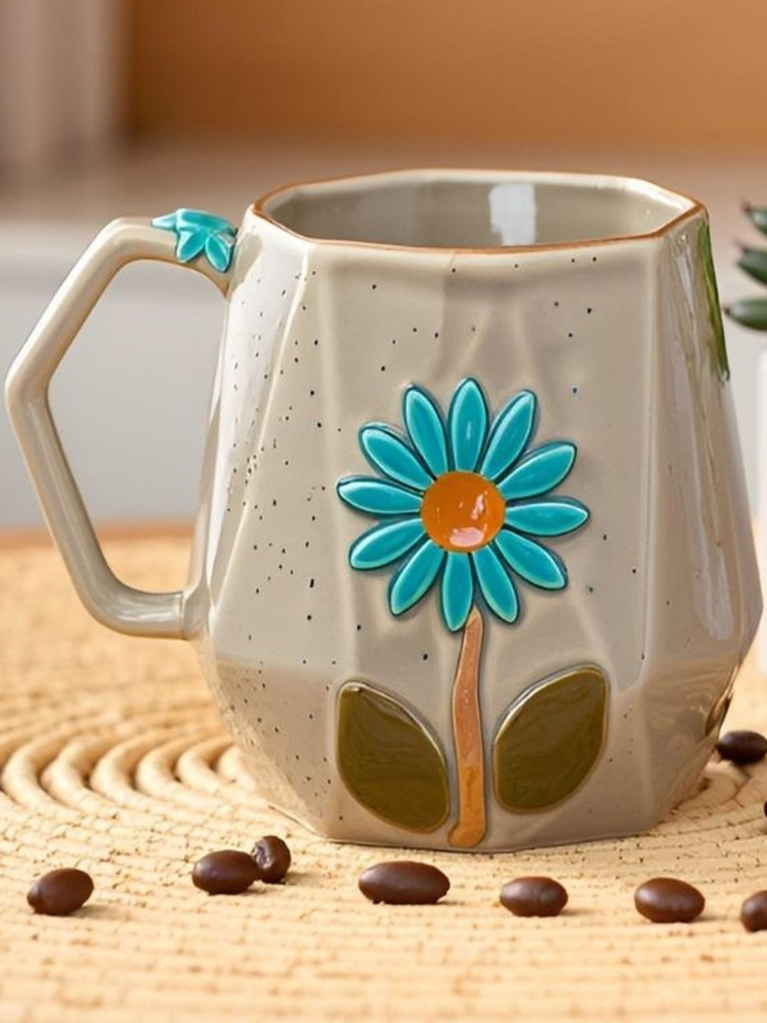 Kraftlik Handicraft Grey Handcrafted & Hand Painted Textured Ceramic Cups and Mugs