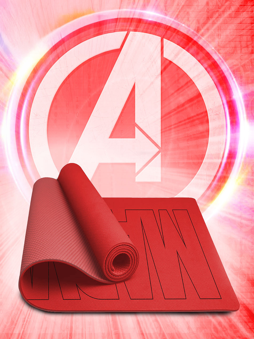 PowerMax Fitness Marvel Captain America Anti-Slip Extra Long Yoga Mat 6mm With Carry Bag