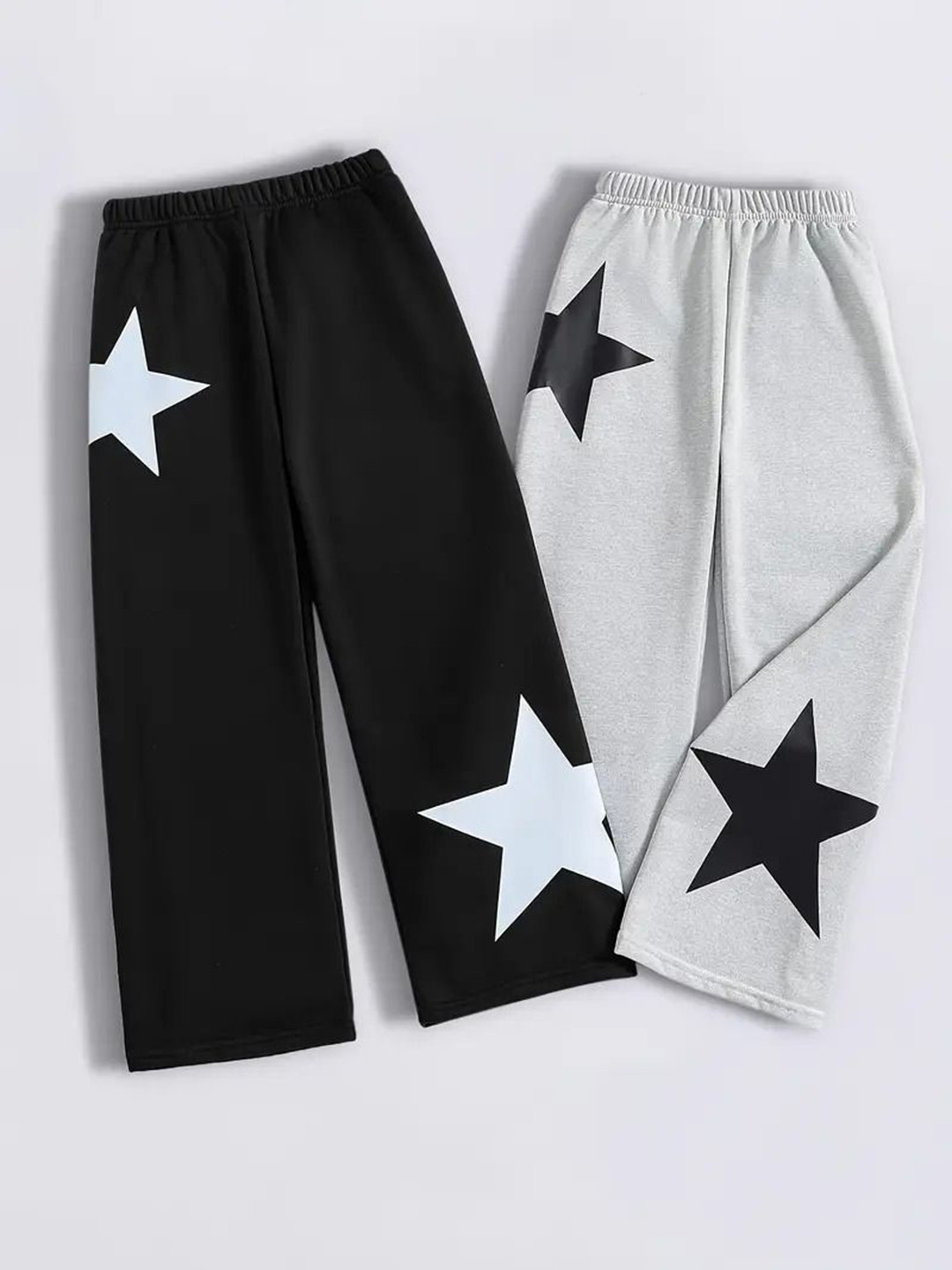 Kaff Girls Pack Of 2 Geometric Printed Wide Leg Fit Pure Cotton Mid-Rise Trousers