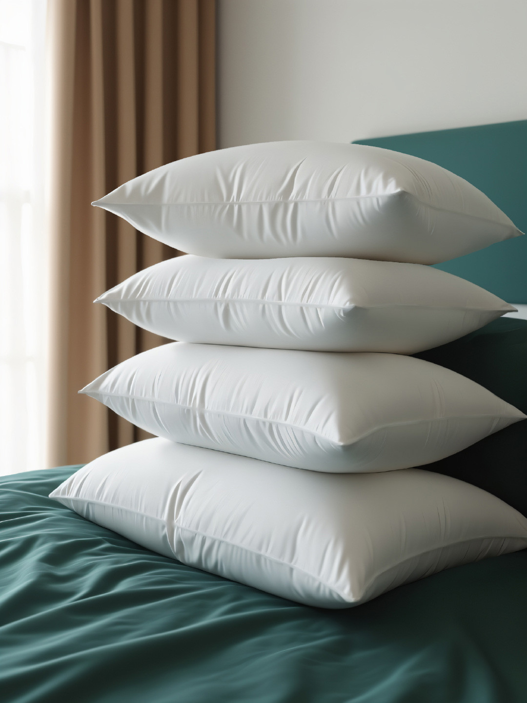 MA xNAP Sleep Support Fresh Resto 16P4 White Solid Polyester Breathable Set of 4 Medium Fibre Sleep Pillow-81 x 60 x 16 cm