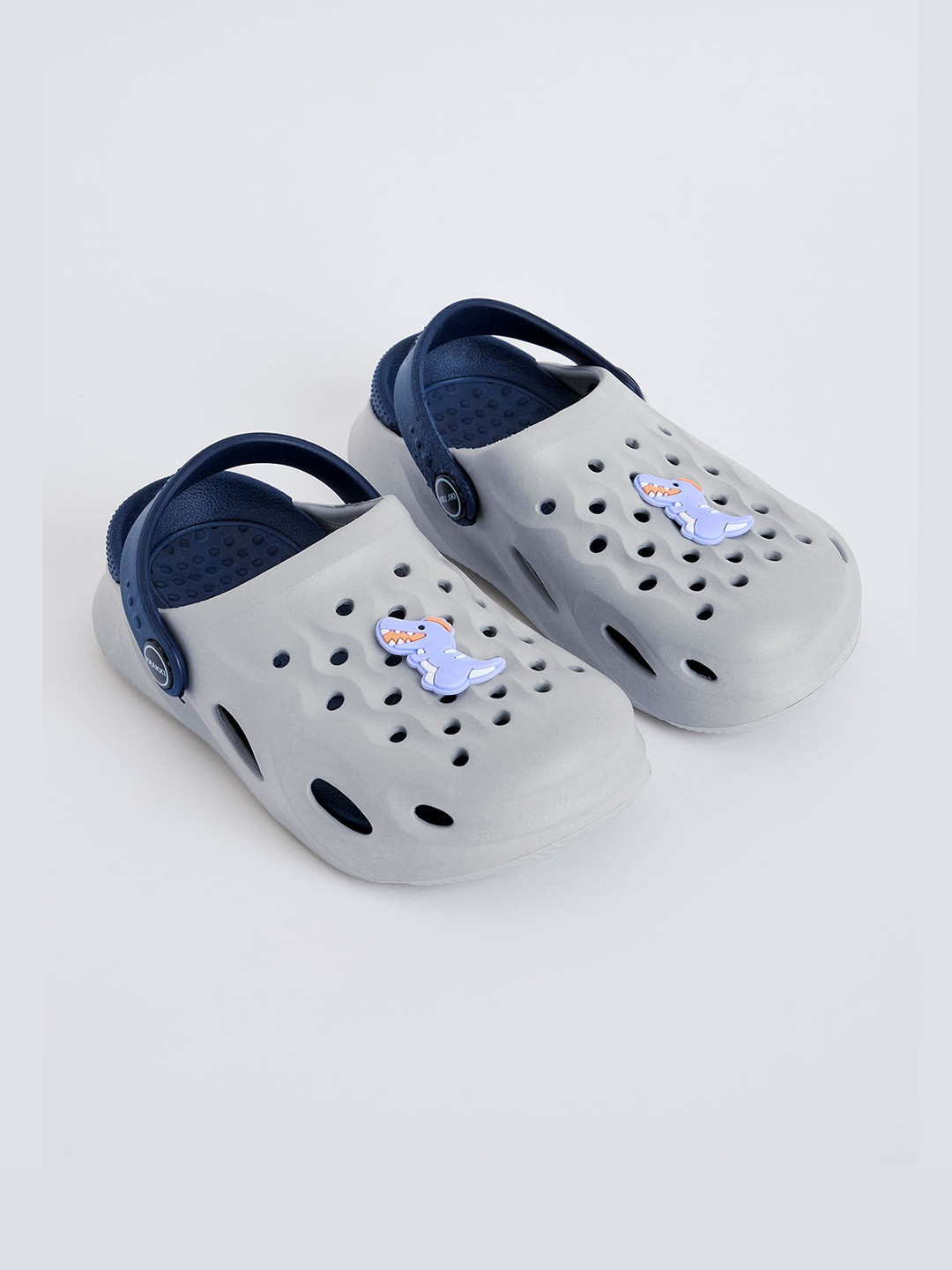 Hopscotch Unisex Kids Grey Round Toe Animal Applique Clogs