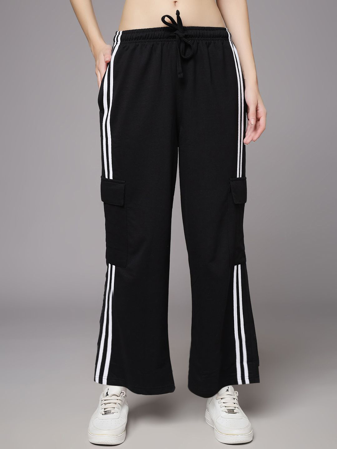 MKH Women Mid-Rise Casual Cargo Pants with Multiple Pockets