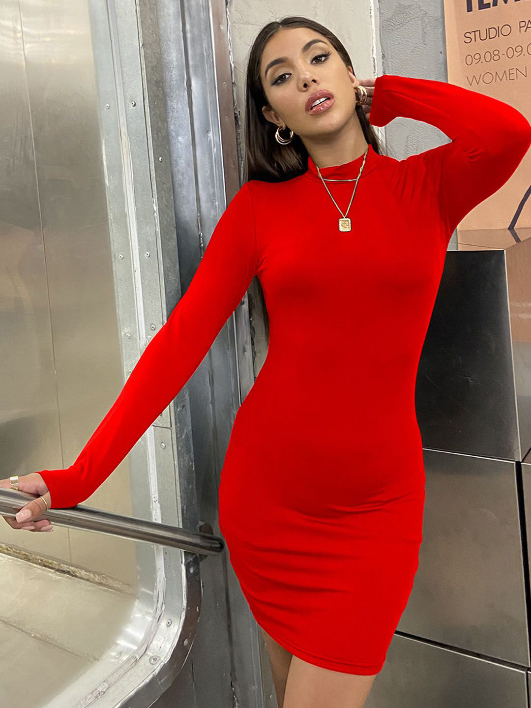 StyleCast Bodycon Mini High Neck Dress