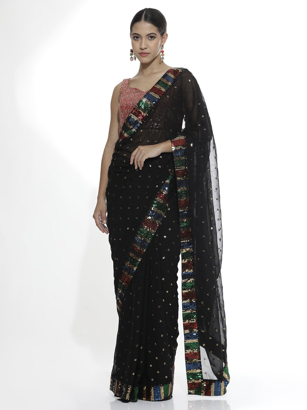 Desi Fusion Women Embellished Party Saree