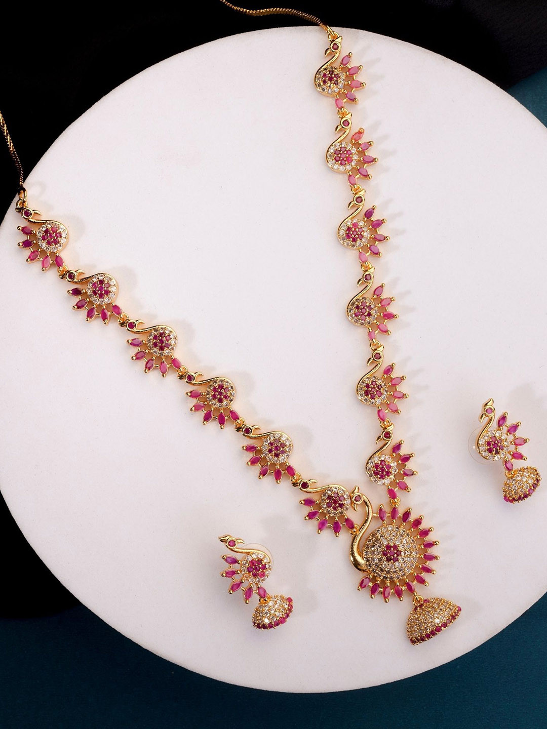 Opal Touch Women Dazzling Peacock Necklace Set