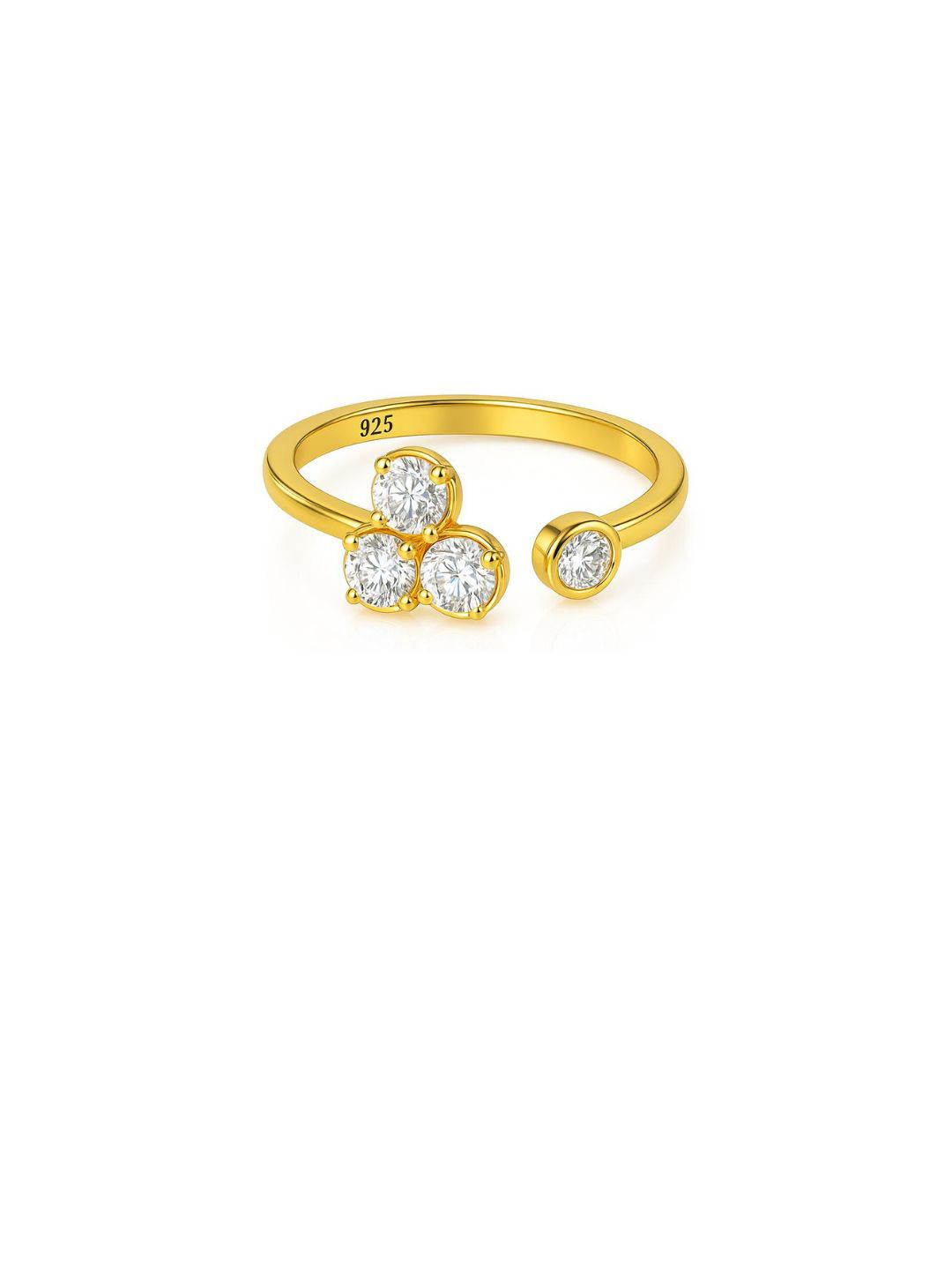 Luxevogue Women 18K Gold Plated 925 Sterling Silver Adjustable Diamond Ring